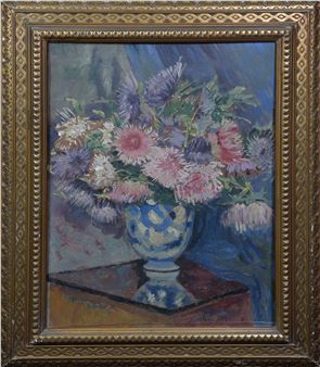 Kwiaty w porcelanowym wazonie - G. Jastrzebski