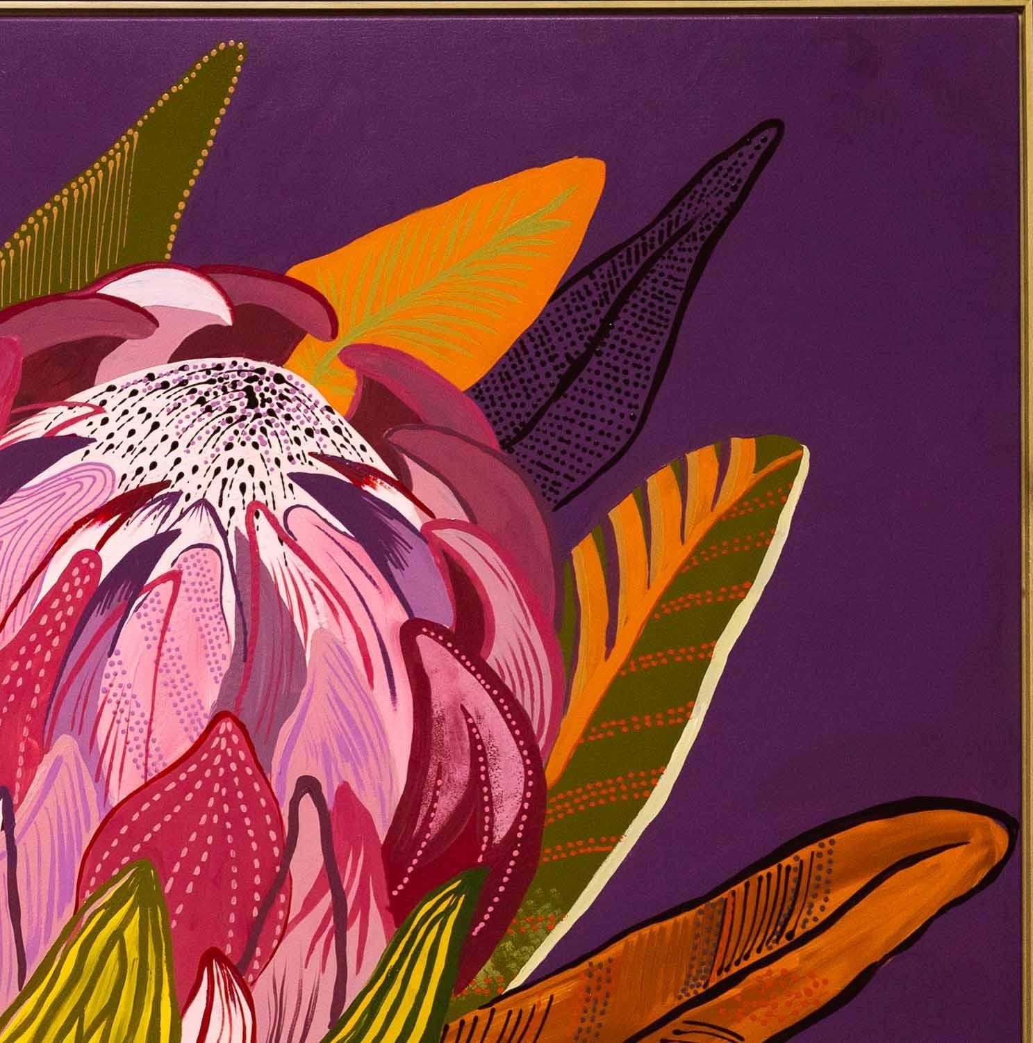 Artwork by Giada Pasquetto, Protea in Bloom, Made of Mixed media on canvas