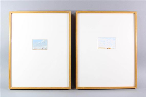 Pair of Duncan McCandless Miniature Beach Scene Watercolor Paintings by Duncan McCandless, 1980