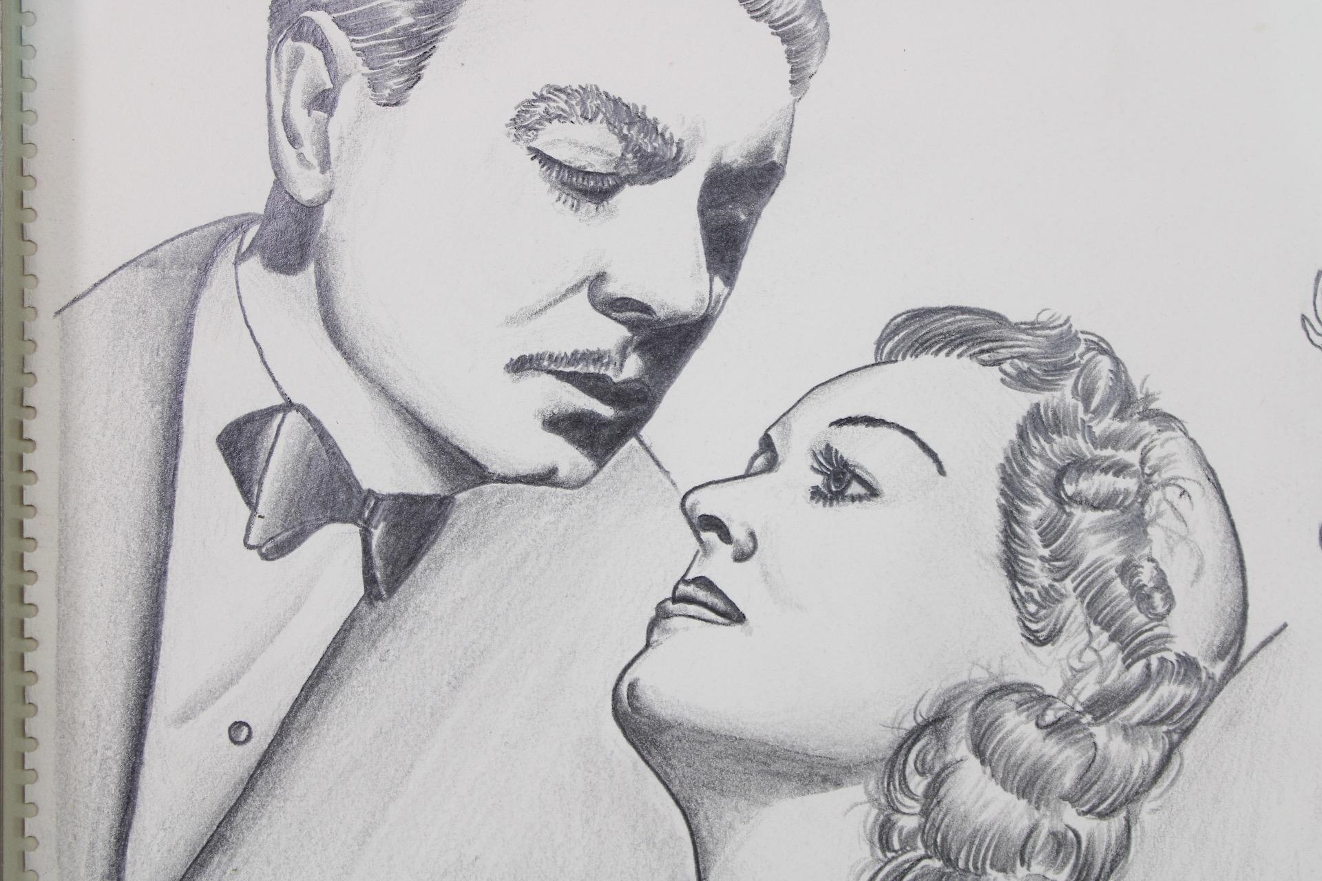 Eddie H. Bialec Pair 1930s Outsider Art Movie Star Drawings MutualArt