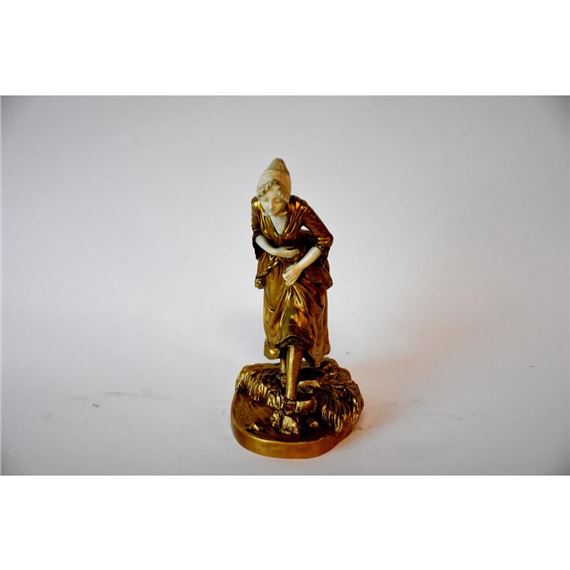 CH.Monginot. A superb French Art Noveau gilt bronze and ivory figure of the lady in traditional attire. H 21cm by Charlotte H. Monginot