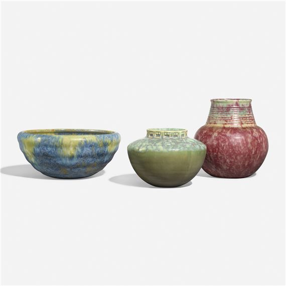 Roseville Pottery Collection of three Imperial II vases (Circa 1924