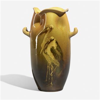 Standard Glaze vase with Marabou storks - Robert Bruce Horsfall