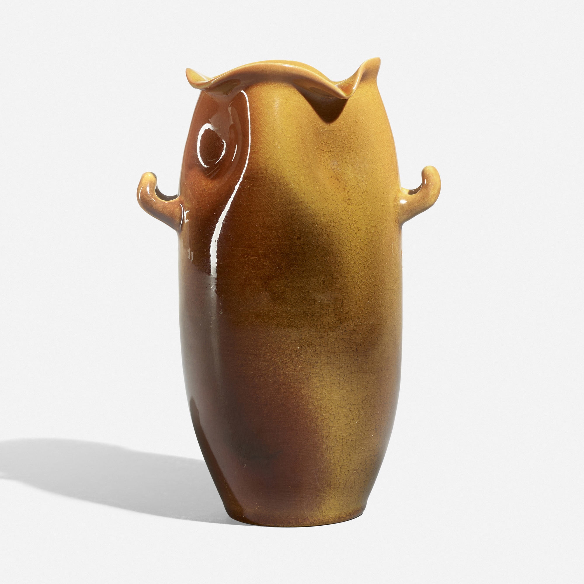 Artwork by Robert Bruce Horsfall, Standard Glaze vase with Marabou storks, Made of glazed earthenware