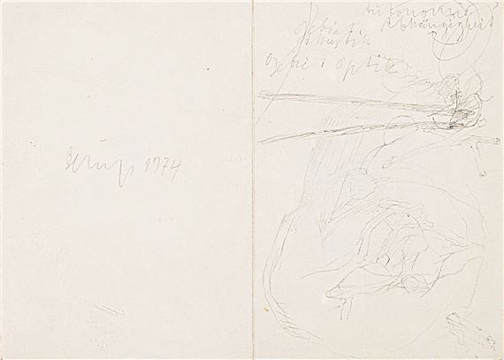 African Drawing No. 5: Seven Palms (from the Leonardo series) by Joseph Beuys, Executed in 1974.
