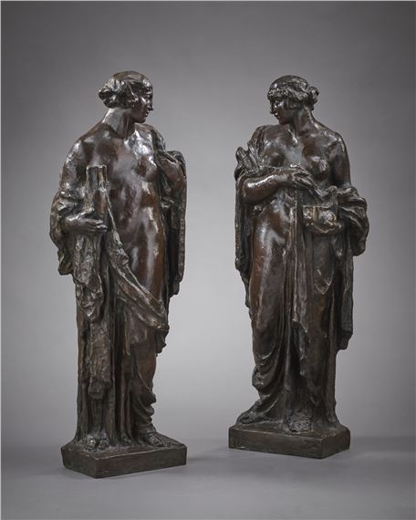 Pair of Female Allegories - Angelo Zanelli