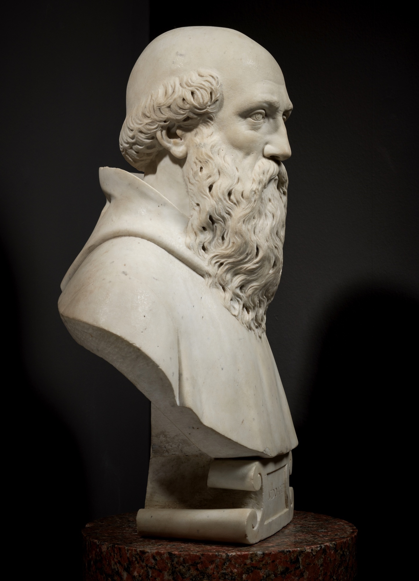 Artwork by Agostino Zoppo, Bust of Guido of Arezzo, Made of marble