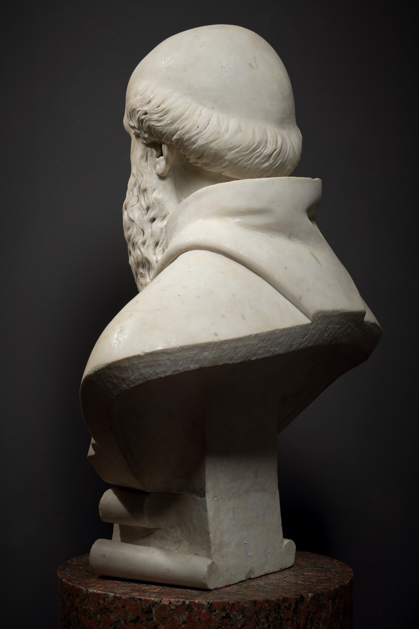 Artwork by Agostino Zoppo, Bust of Guido of Arezzo, Made of marble