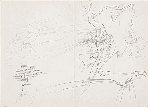 African Drawing No. 6: Seven Palms (from the Leonardo series) by Joseph Beuys, Executed in 1974.