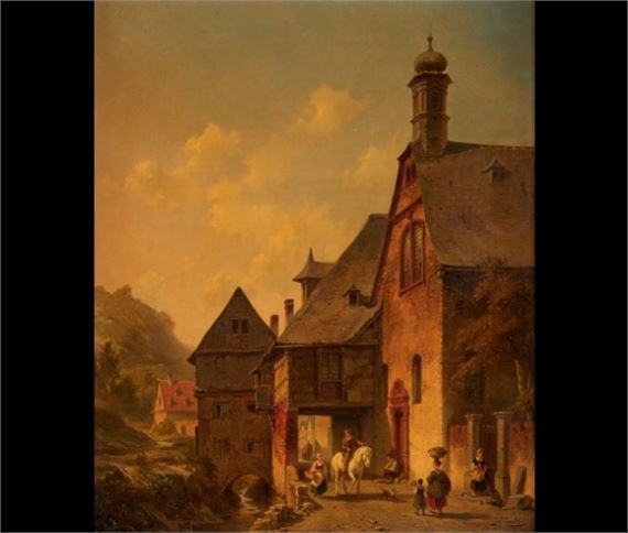 Cavalier franchissant le porche by Jacques François Carabain