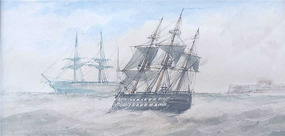 H.M.S. St Vincent off Dover by Richard W. Markes