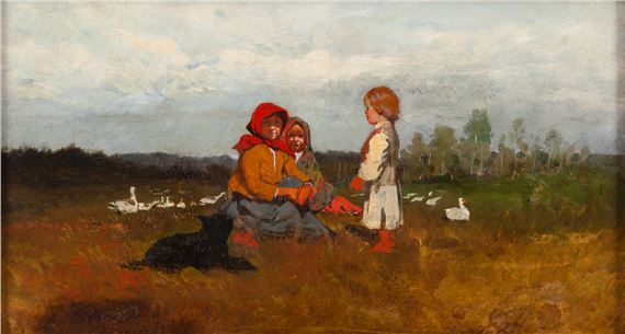 Antoni Piotrowski | Little shepherds (1876) | MutualArt