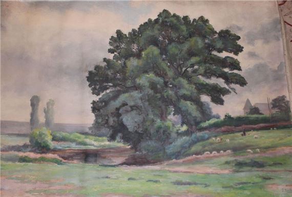 Landscape with a tree by Jules Rouffet, 1924
