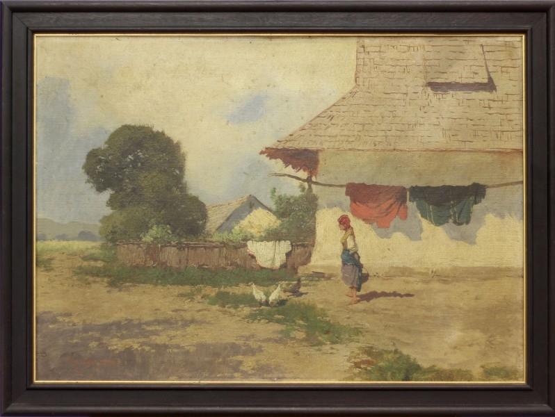 Laszlo Neogrady | Woman with chickens | MutualArt