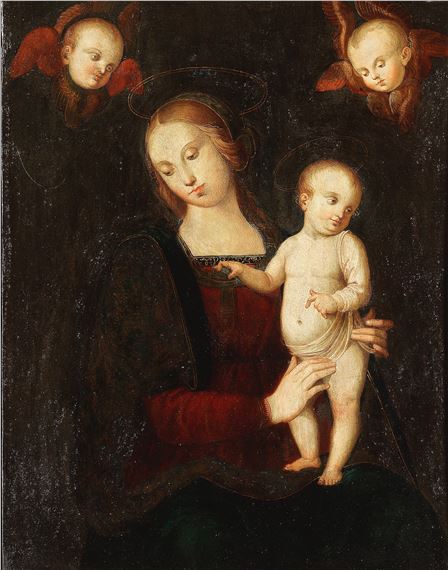 Pietro Vannucci | The Madonna and Child with two cherubs | MutualArt