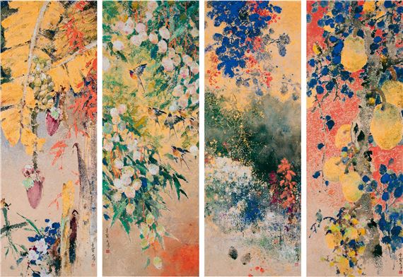 FLOWERS AND BIRDS IN SET OF FOUR - KE Guoqiang