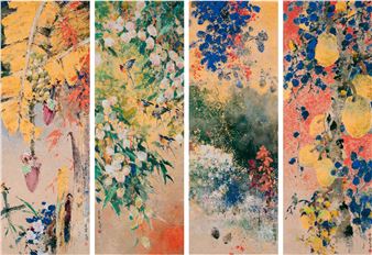 FLOWERS AND BIRDS IN SET OF FOUR - KE Guoqiang
