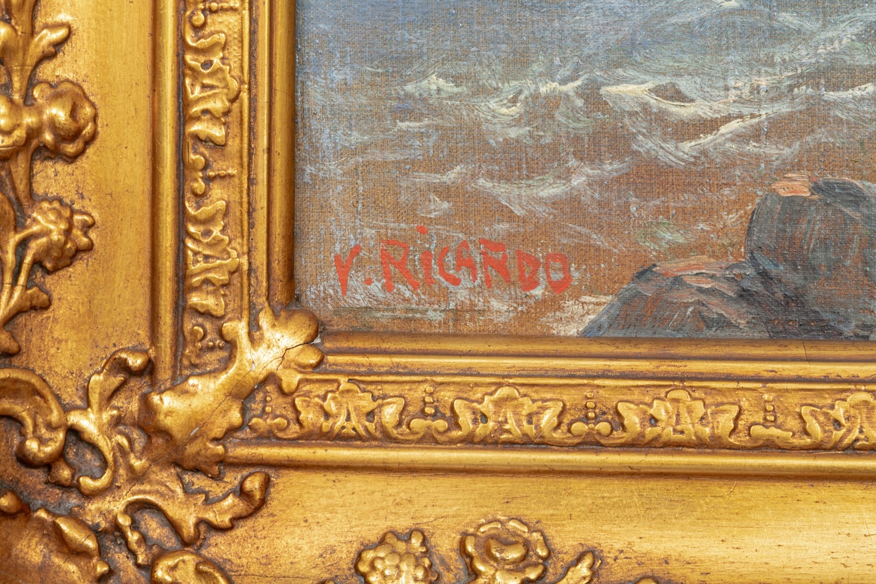 Artwork by V. Ricardo, Italian Landscape, Made of oil on canvas