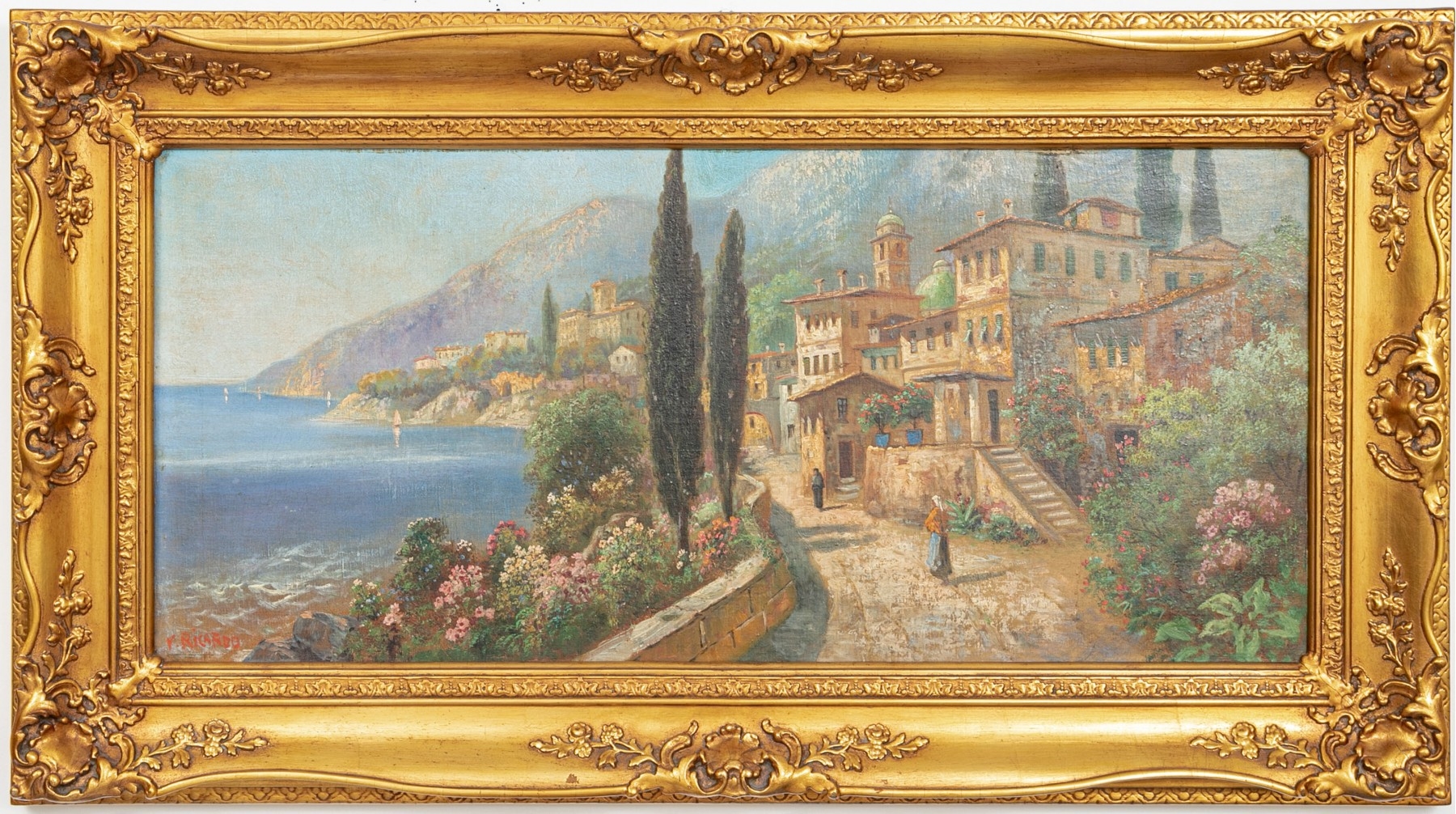 Artwork by V. Ricardo, Italian Landscape, Made of oil on canvas