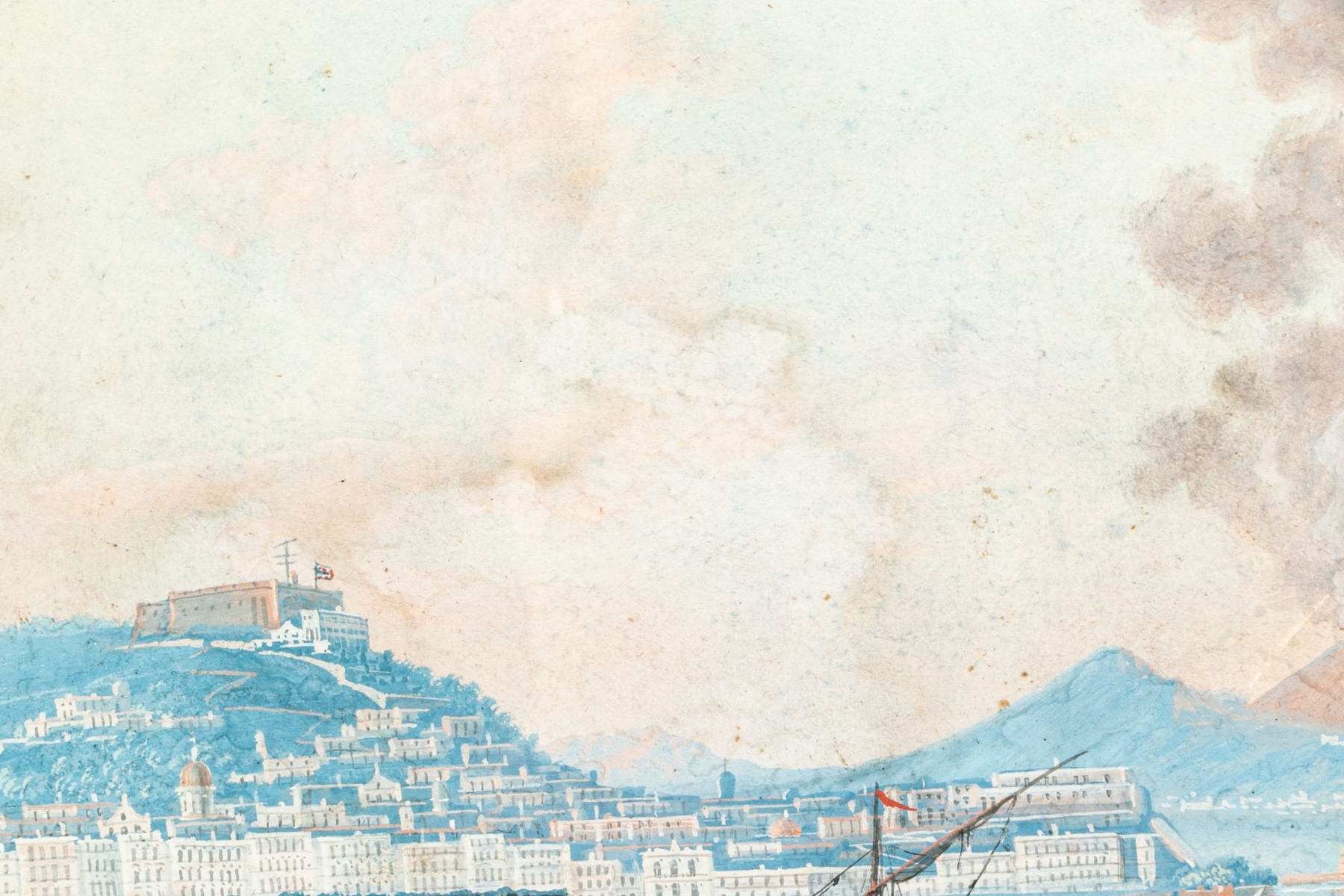 Artwork by Charles Glass, View Of Naples From Posilipo, Made of watercolor and gouache on paper