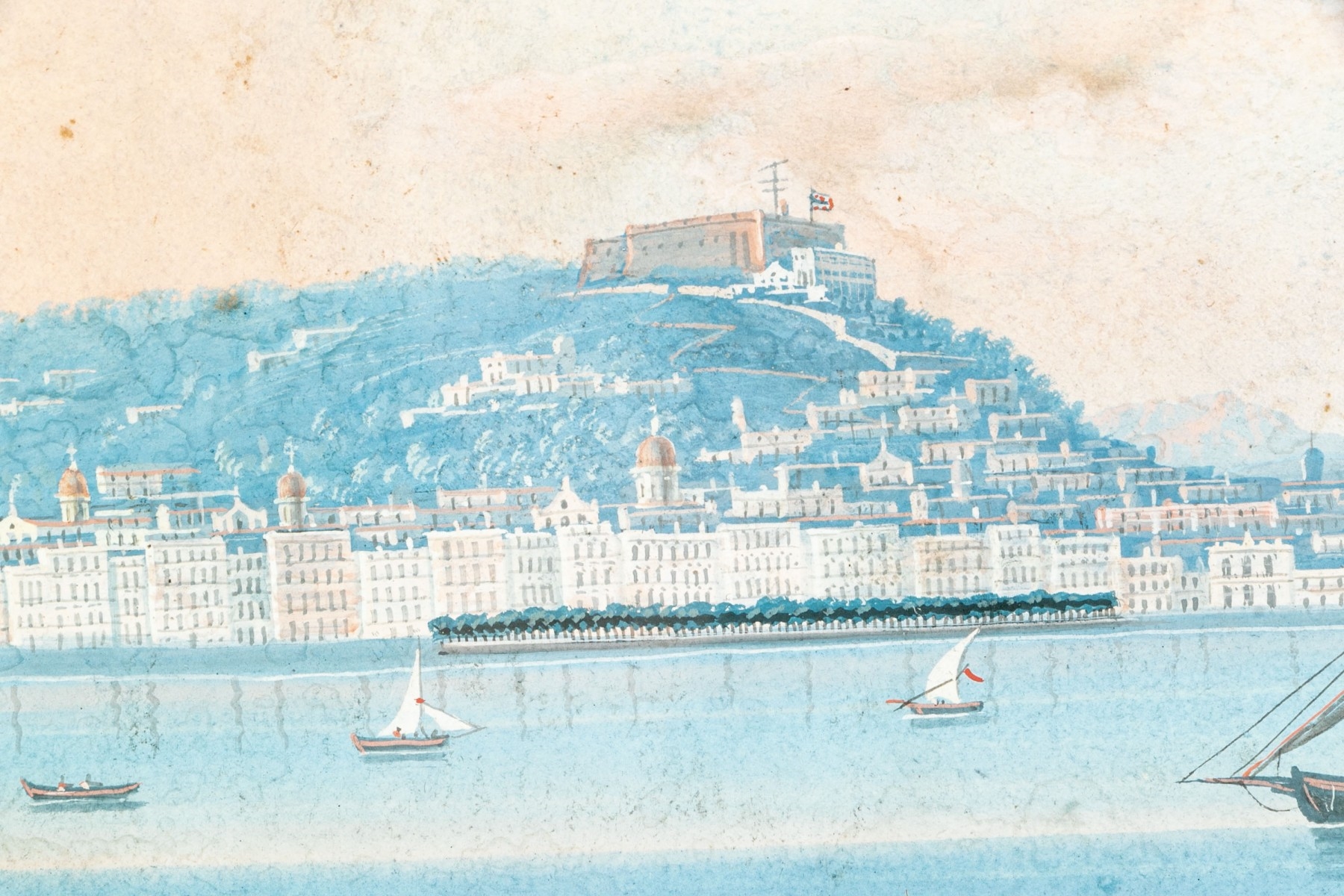 Artwork by Charles Glass, View Of Naples From Posilipo, Made of watercolor and gouache on paper