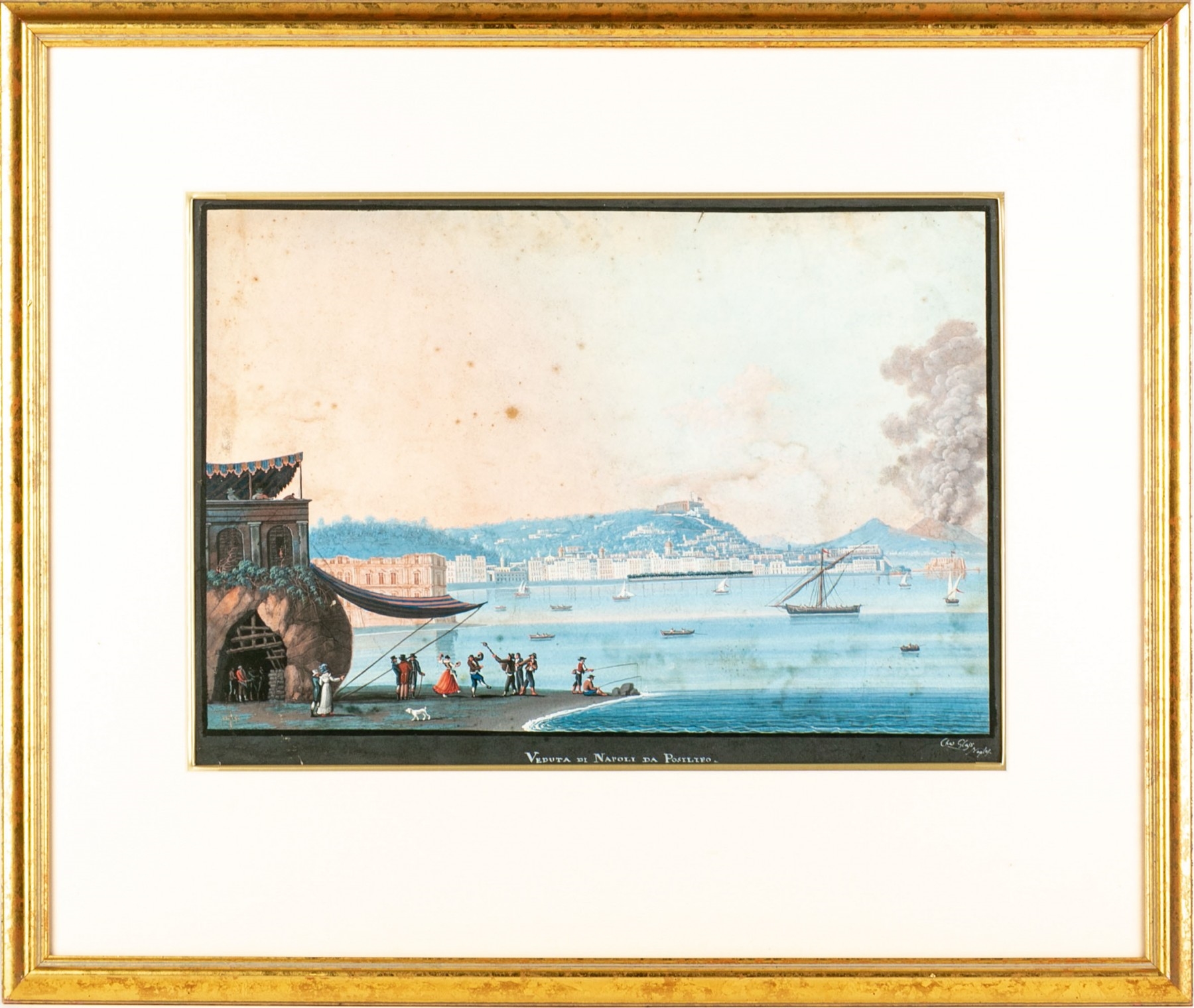 Artwork by Charles Glass, View Of Naples From Posilipo, Made of watercolor and gouache on paper