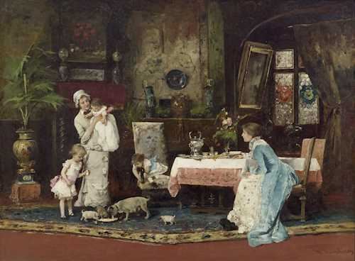 Two Families by Mihaly Munkacsy