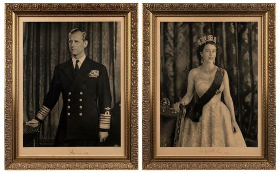 A magnificent pair of photogravure portraits of Queen Elizabeth II and Prince Philip by Baron, 1954