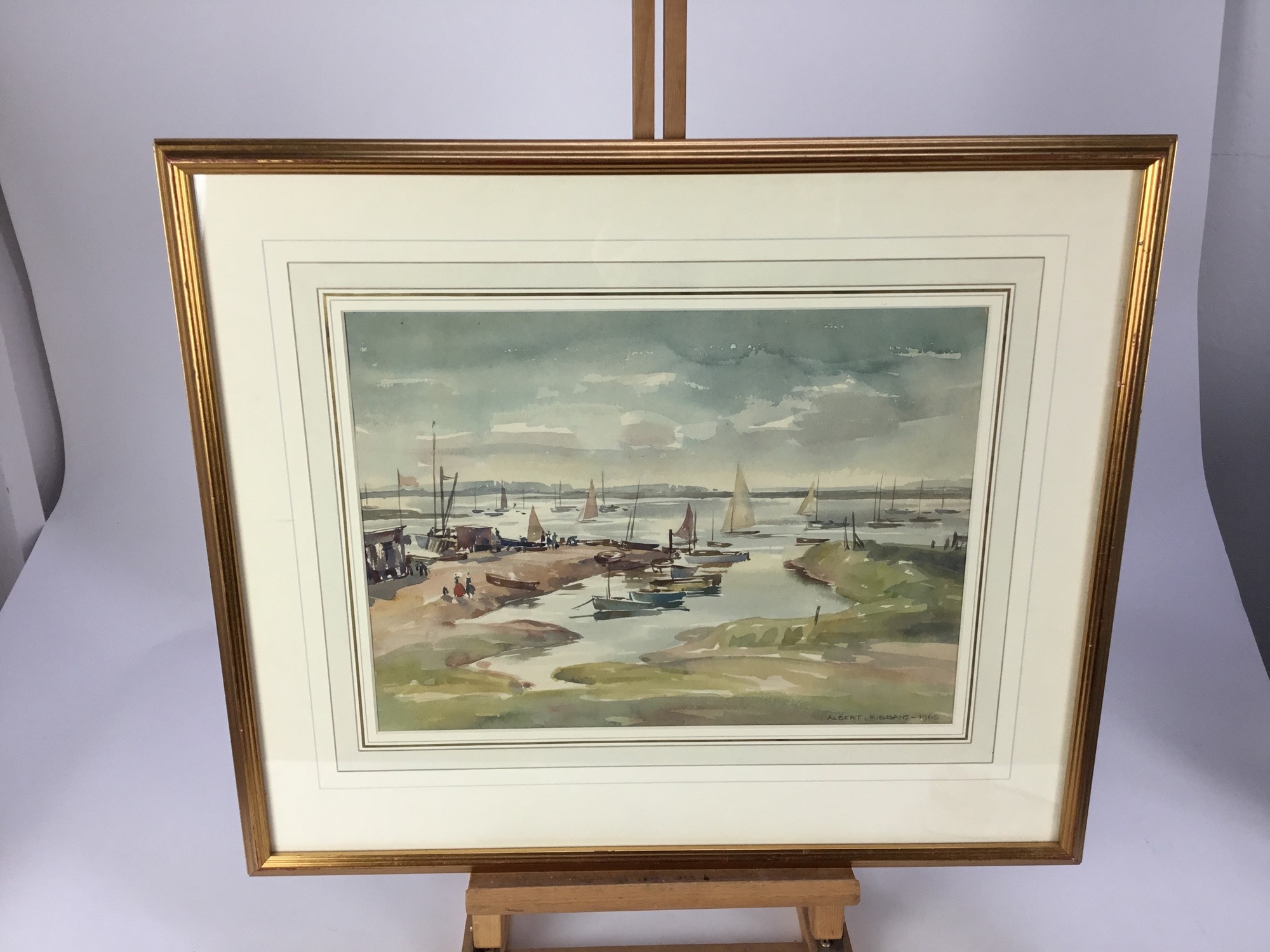 Albert Charles Ribbans | Yachts and Dinghies on a tidal river | MutualArt