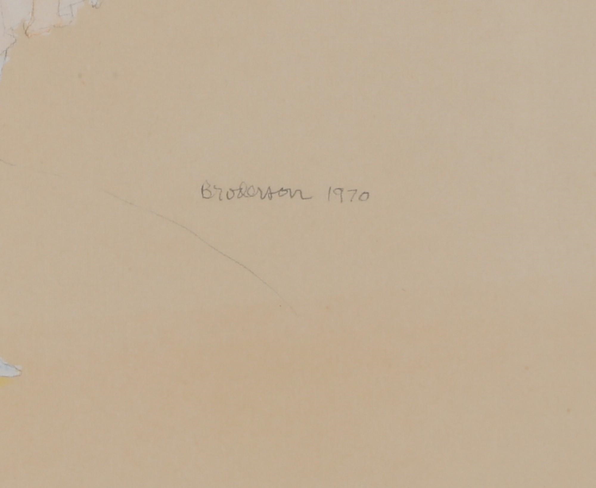 Artwork by Morris Broderson, Strip teasing in pink, 1970, Made of watercolor on paper