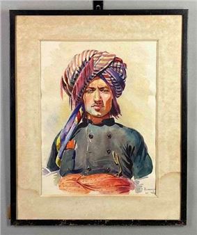 1955 R.A. Hayrapetian Portrait Watercolor - R. A. Hayrapetian