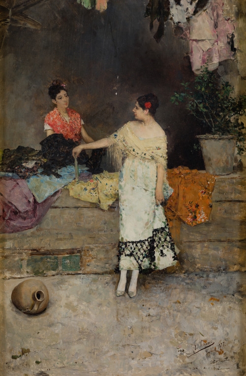 Artwork by Luis Jiménez y Aranda, "Vendedora de paños", Made of Oil on panel
