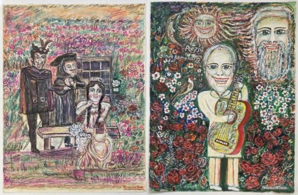 Artwork by W. Golla, Pair of Mixed Media Works, Made of Mixed media works on paper