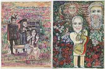 Pair of Mixed Media Works - W. Golla