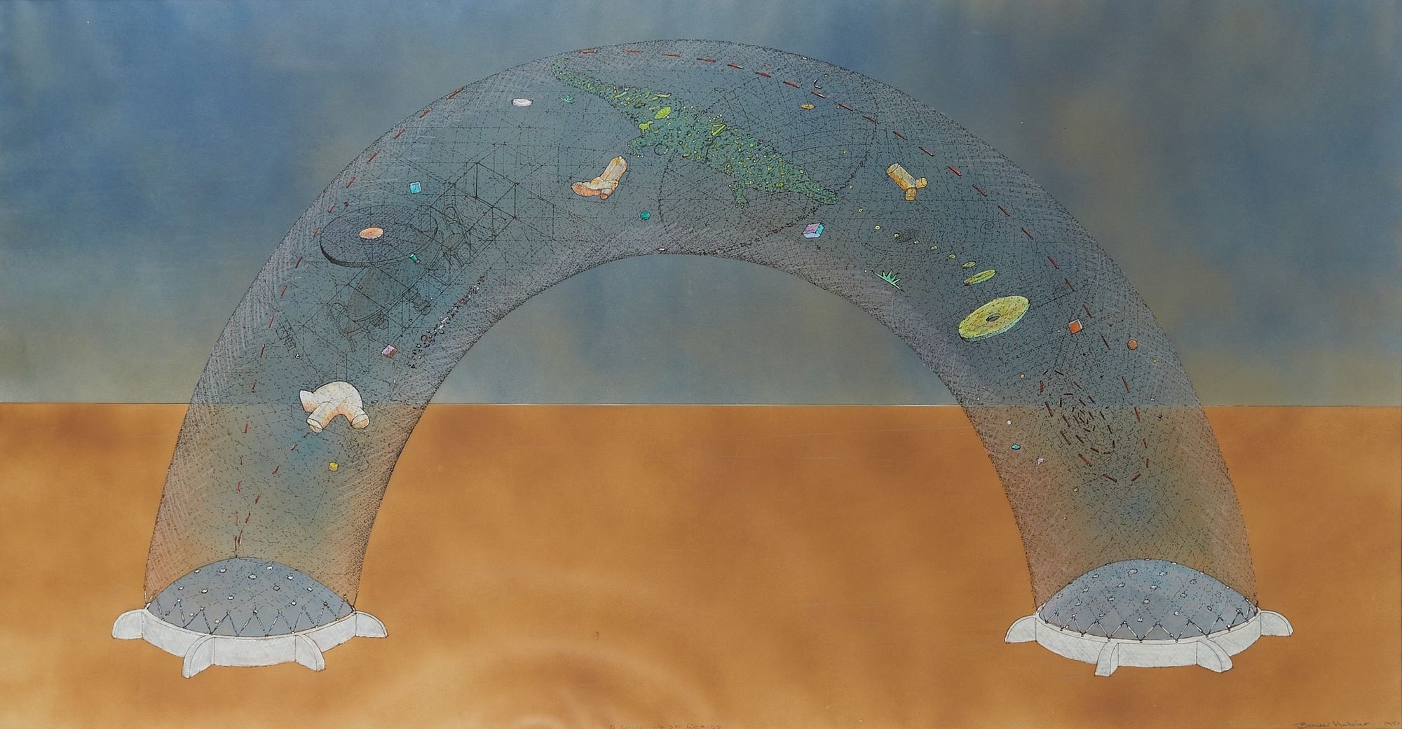 Artwork by Brower Hatcher, "Layering of Worlds", Made of Lithograph on paper