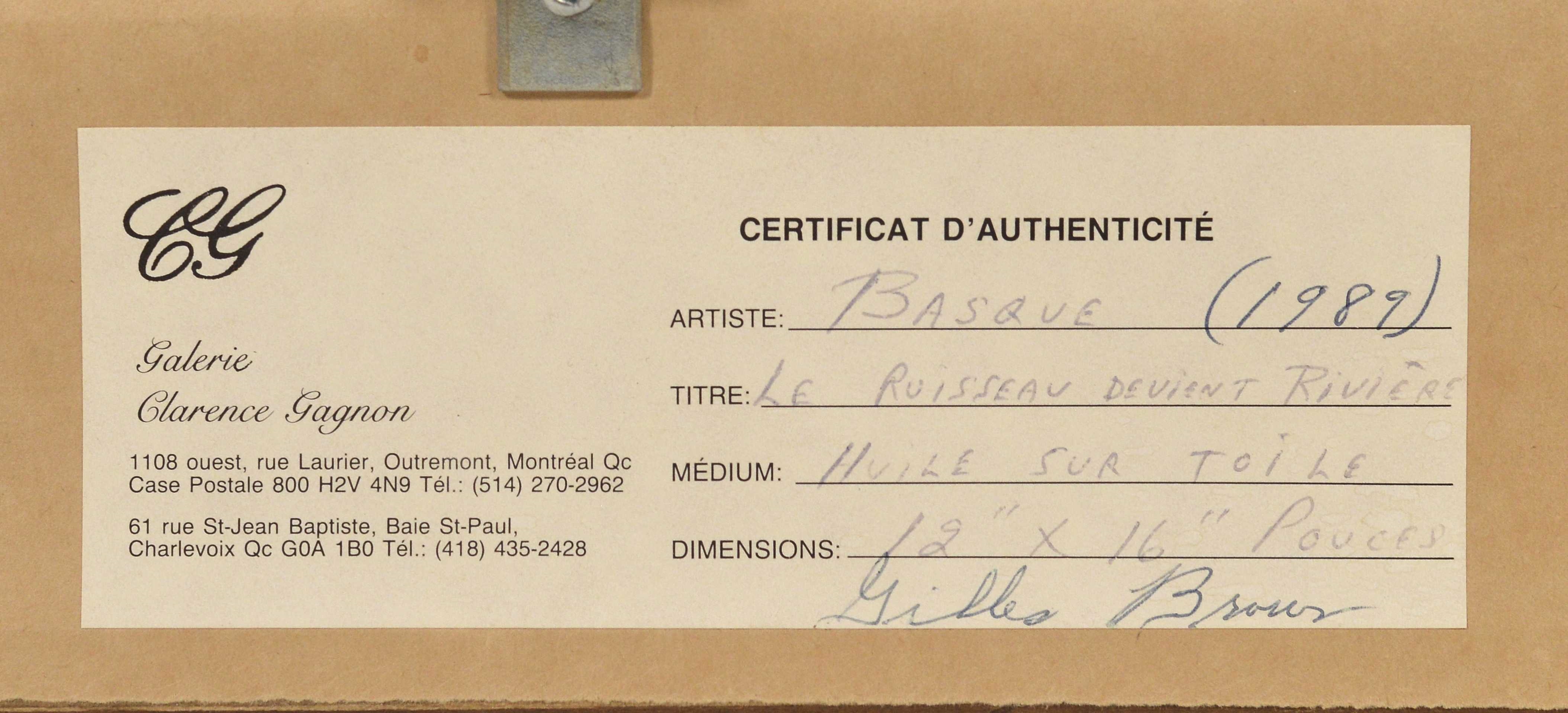 Léonard Parent Basque Le ruisseau devient rivière (1989) MutualArt