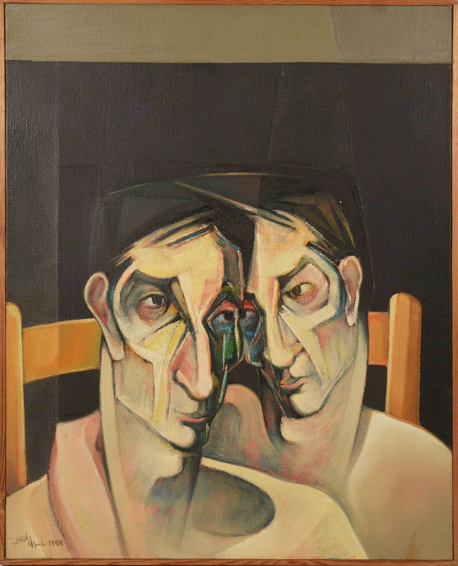 Artwork by Maamoun Al Homsi, Two friends, Made of Oil on canvas