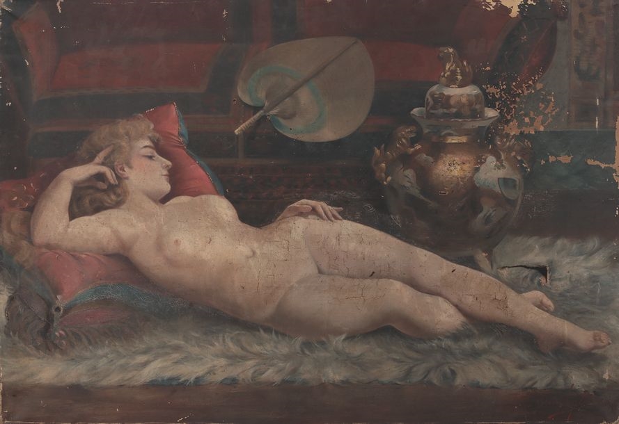 Nude woman in a state of relaxation by French School, 19th Century, circa 1900