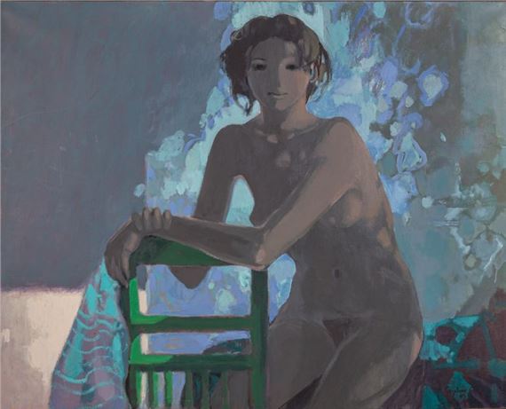 Nu à la chaise verte by Alfred Rozelaar Green, 1985