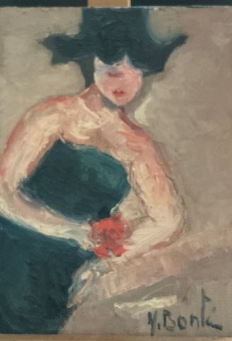 Femme à la rose - Yvette Bonte