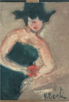 Femme à la rose - Yvette Bonte