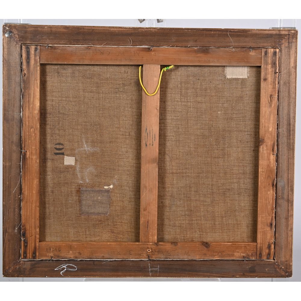 Artwork by W. Baird, Portrait du jockey et de son cheval sur un fond de paysage, Made of Huile sur toile