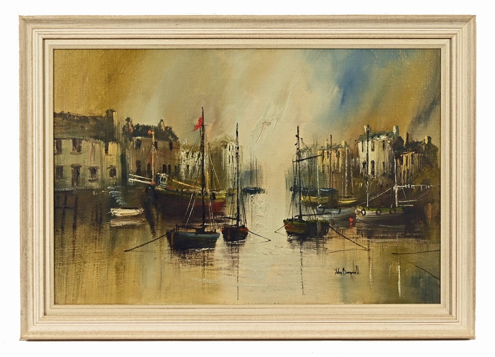 John Bampfield Harbour scene MutualArt