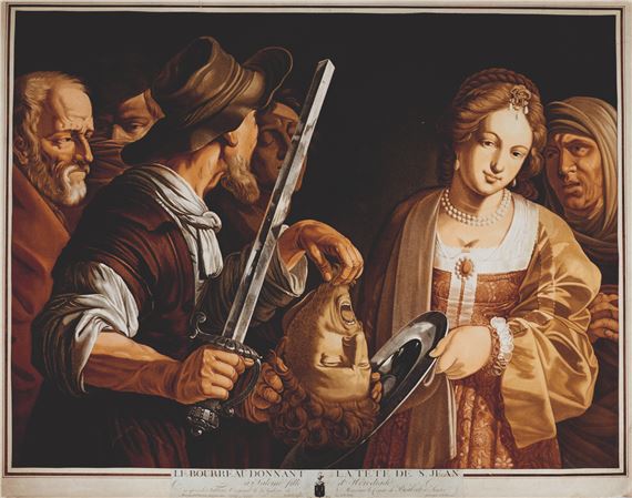 Le bourreau  donnant la tète de S. Jean à Salomé fille d'Hérodiade" (Salome mit dem Kopf von Johannes dem Täufer) by Johann Gottlieb Prestel, wohl um 1790