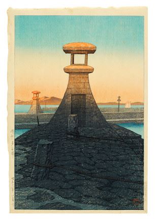Sanshu tadotsu (Lighthouse at Tadotsu in Sanshu) by Hasui Kawase, 1936