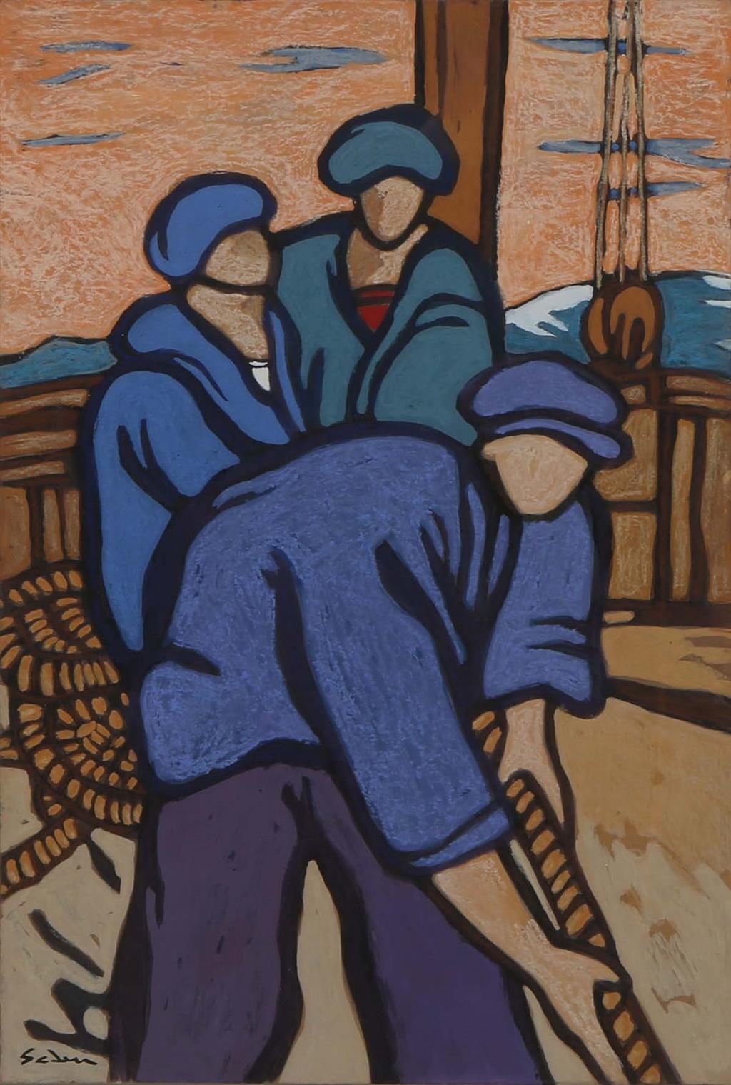 Artwork by Jacques Godin, Sur Le Ponte,, Made of gouache on paperboard