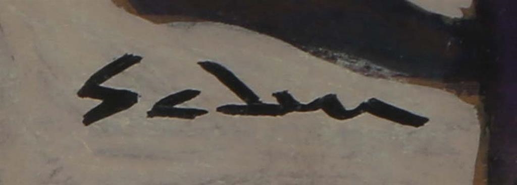 Artwork by Jacques Godin, Sur Le Ponte,, Made of gouache on paperboard