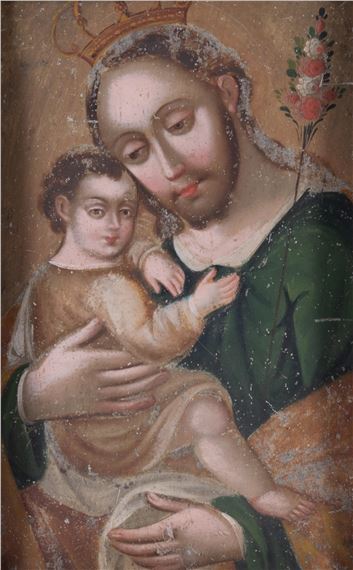 Spanish School | Spanish Colonial Retablo depicting St. Joseph Holding ...
