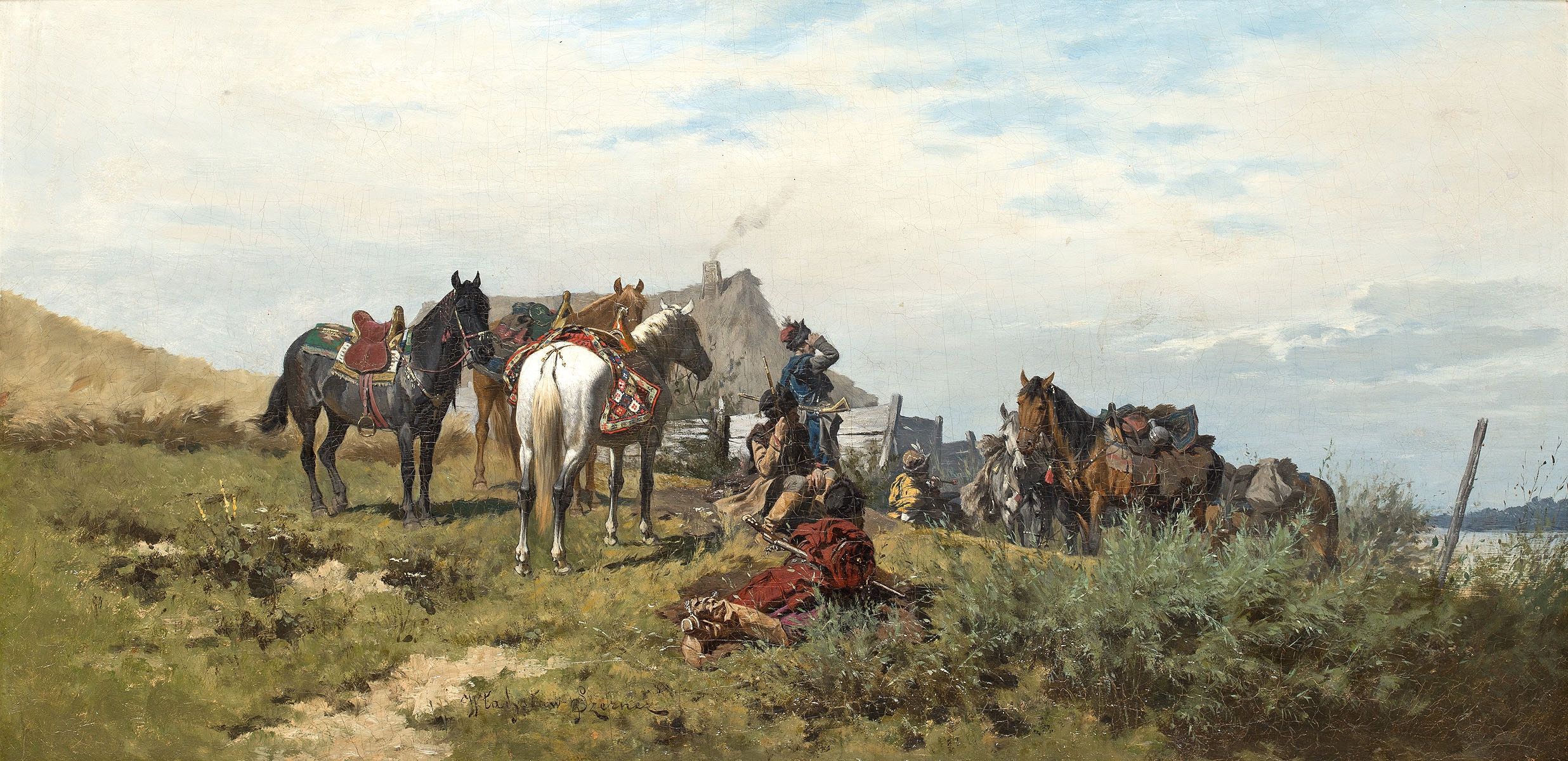 Artwork by Wladislaw Szerner, Na popasie, ok. 1880, Made of oil on canvas