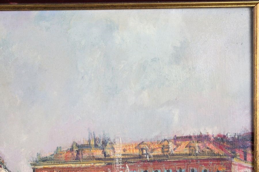 Artwork by César Bolletti, Meeting of two oil on canvas: La place Massena à Nice, Made of oil on canvas